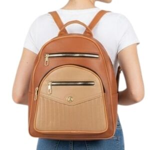 Brown and Khaki Large Backpack purse